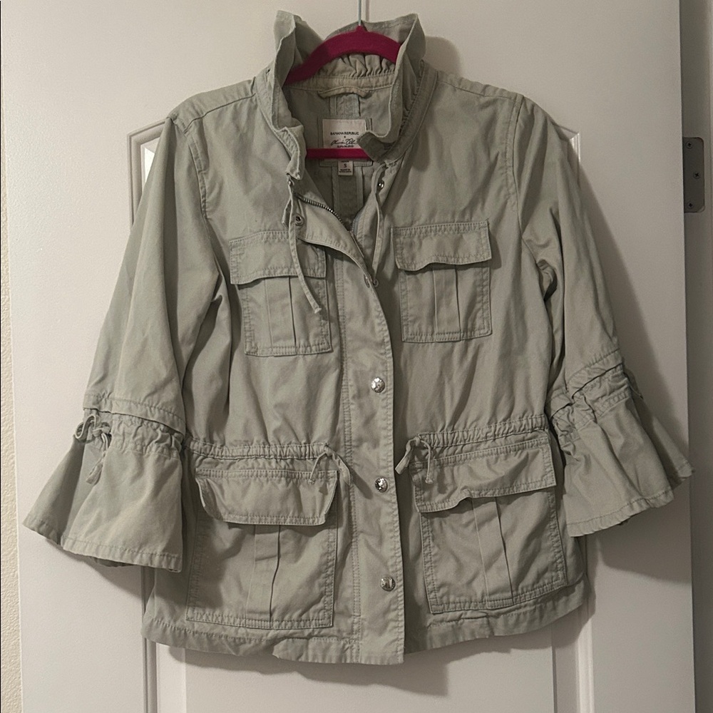 Banana Republic Olivia Palermo Green Ruffle Utility Jacket